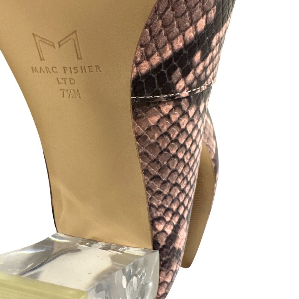 Marc Fisher Pink Snake Print Clear Block Pointed … - image 5